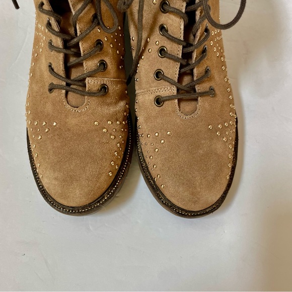 Dune London Prentice Star Studded Tan Biker Boots Size EU 39/US 8 - Picture 13 of 15